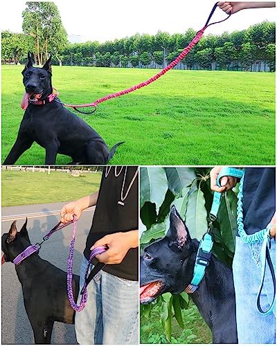 AUBELL Reflective Tactical Heavy Duty Dog Leash and Collar Set,Pink XL