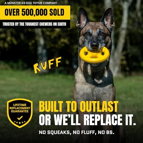 Virtually Indestructible Orbit Dog Ball - Lifetime Replacement - Tough, Durable Chew Toy for Aggressive Chewers - Safe Non-Toxic Natural Rubber - Chew, Fetch, Puzzle - Med/Large, 6"x2.5"