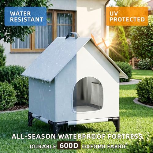 Cooling Cat House with Ice Packs for Outside&Indoor,Insulated and Weatherproof,Selfwarming Cat Shelter,Large Cave Bed for Garden (XL, Cold)