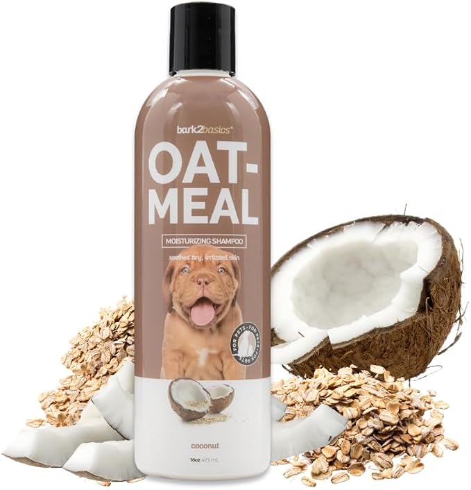 Bark2Basics Oatmeal Dog Shampoo, 16 oz - Natural Colloidal Oatmeal, Natural Ingredients, Calms Dry Itchy Irritated Skin, Moisturizes and Soothes the Skin and Coat, Professional Grade | 16:1 Concentrate, Natural Colloidal Oatmeal Calms Dry Irritated Ski...
