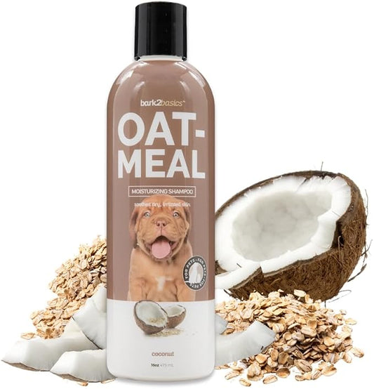 Bark2Basics Oatmeal Dog Shampoo, 16 oz - Natural Colloidal Oatmeal, Natural Ingredients, Calms Dry Itchy Irritated Skin, Moisturizes and Soothes the Skin and Coat, Professional Grade | 16:1 Concentrate, Natural Colloidal Oatmeal Calms Dry Irritated Ski...