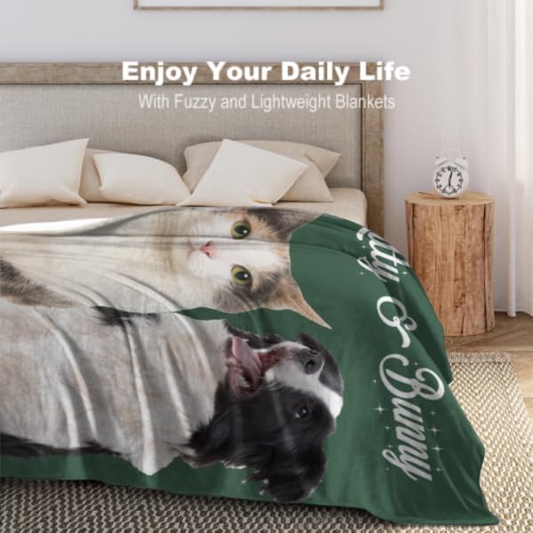 Personalized Dog Portrait Blanket, Custom Pet Blanket with Photo and Name, Customized Dog Cat Picture Blankets for Pet Lover, Birthday, Christmas, Pet Memorial Gift for Cat Dog Lovers 40"x50"