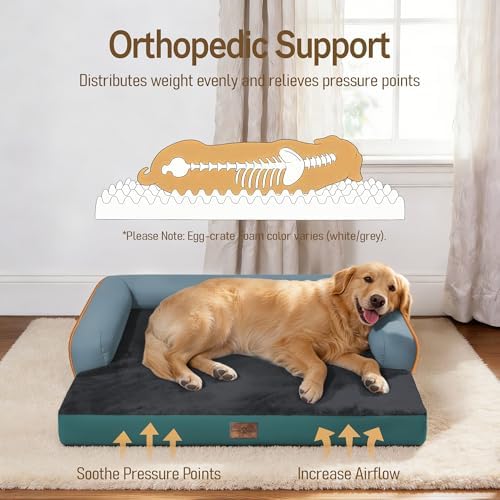 Comfort Expression Washable Dog Bed with Bolster for Medium to Large Dogs