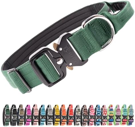 TSPRO Tactical Dog Collar, Heavy Duty Quick Release Metal Buckle and Handle