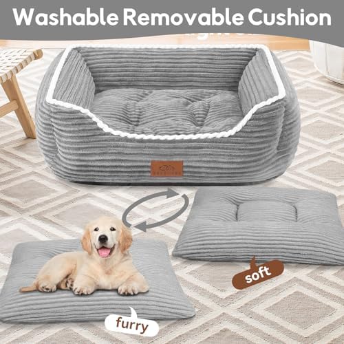 Zerbuger 25in Grey Rectangle Cat Dog Bed Machine Washable Sleeping Sofa