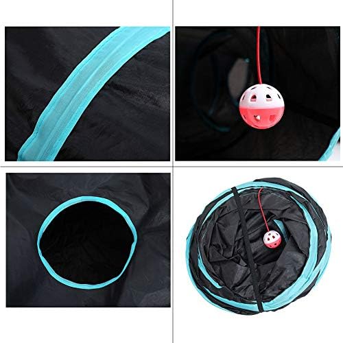 Cat Tunnels S-Way Crinkle Play Toys Collapsible Tube with Ball Maze Cat House Pet Interactive for Cat Puppy Kitten Rabbit 5-Way Tunnel