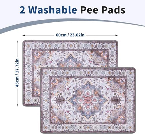 Washable Pee Pads for Dogs and Cats 2 Pack Reusable Puppy Training Pads 36"x24" Super Absorbent Waterproof Dog Training Pads, Non-Slip and Leak-Proof Whelping Pads for Pet Housebreaking Khaki