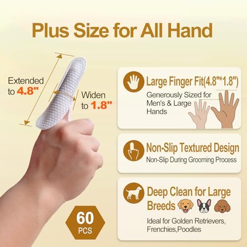 Plus Size Dog Ear Wipes for Dogs & Cats, Coconut Scent, 60 Count