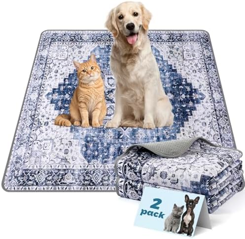 Washable Pee Pads for Dogs and Cats 2 Pack Reusable Puppy Training Pads 41"x36" Super Absorbent Waterproof Dog Training Pads, Non-Slip and Leak-Proof Whelping Pads for Pet Housebreaking Deep Blue