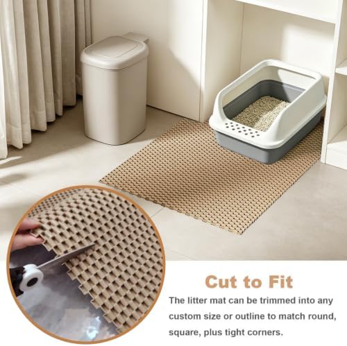 Cat Litter Mat, 23" x 17" Trap Mat for Litter Box, Cut‑to‑Fit for Any Space