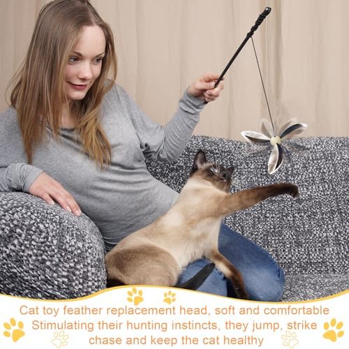 8 Pcs Cat Feather Propeller Toys Refills Replacement Propeller Interactive Cat Toy Refills Kittens Toy Feather Replacement Wand Teasers Attachments for Kittens Wand(Lovely)