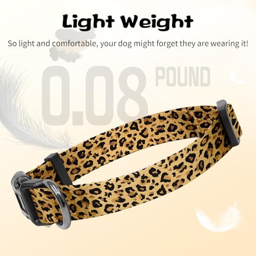 Kazazoo Dog Collar Cute and Soft Nylon Puppy Collar for Boy and Girl Dogs, Adjustable Dog Collars for Extra Small Dogs, Brown Leopard-XS