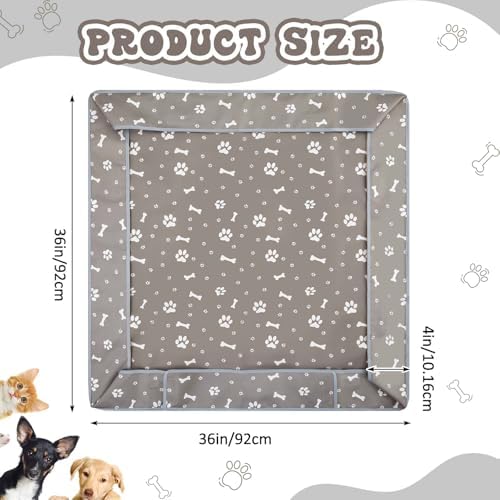 Marsui Dog Playpen Bottom Pad, Grey, Dog Paw Bone Print