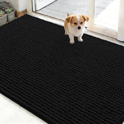 OLANLY Dog Door Mat for Muddy Paws 48x30, Extra Absorbent Chenille Mud Mat