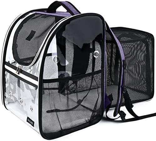BAGLHER Expandable Pet Carrier Backpack，Pet Bubble Backpack for Small Cats Puppies Dogs Bunny, Airline-Approved Ventilate Transparent Capsule Backpack for Travel, Hiking and Outdoor Use. Purple
