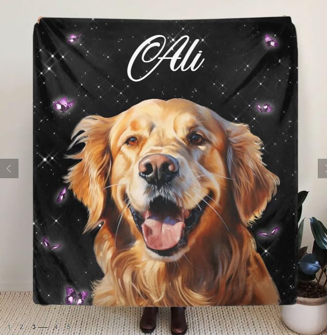 Pamaheart Custom Dog Face Blankets, Personalized Pet Photo Blanket, Fleece Dog Blankets, Customized Photo Throws, Dogs Dad Gifts, Pet Lover Gifts, Memorial Gift /19