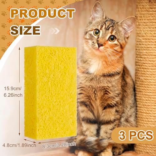 1 Pack Pet Hair Remover Sponge Cat and Dog Hair Sponge, Yellow