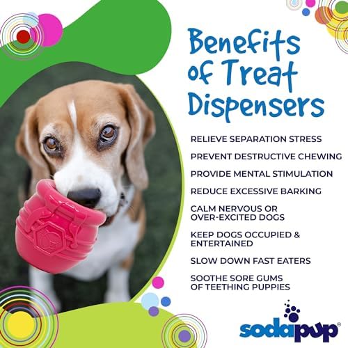 SodaPup Honey Pot – Durable Dog Treat Dispenser & Enrichment Toy Made in USA from Non-Toxic, Pet Safe, Food Safe Natural Rubber Material for Mental Stimulation, Problem Chewing, Calming Nerves, & More
