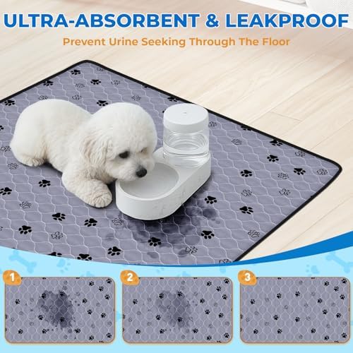Fostanfly Washable Pee Pads for Dogs, Ultra-Absorbent, 63"x63"-2 Pack, Gray