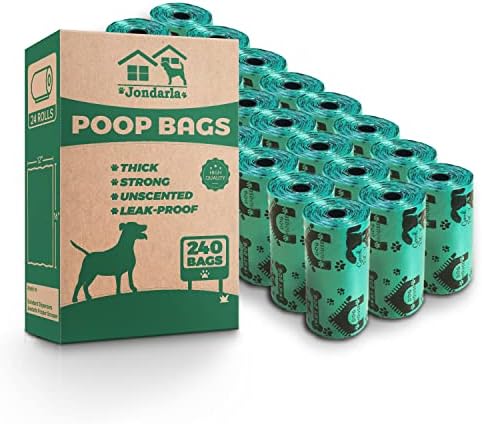 Dog Poop Bags, Thick and Strong Dog Waste Bags, Large Poop Bags Pooper Scooper Refills, Leak-Proof, Unscented, Green, 12"x16", 240 Counts