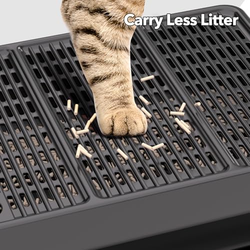 Large Litter Box Step, Litter Box Ramp 16"x11" Litter Catcher Mat, Double Layer Anti-Tracking & Easy Clean, Ideal for Kitten & Elderly Cats Ramp