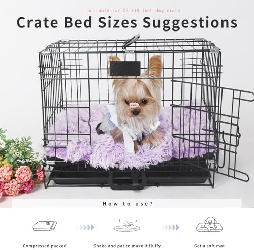 nononfish Dog Crate Bed for Small Dogs Washable Orthopedic Flat for Inside Crate Cages Kennel House Sofa Plush Comfy Sleeping Gradient Purple 22 in
