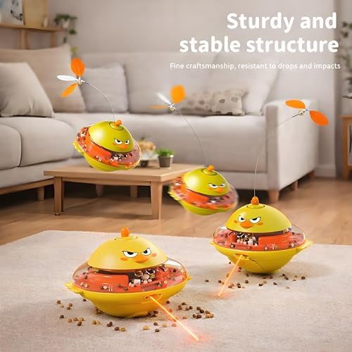 Interactive Cat Toy for Indoor Cats with Laser, Feather&Treat Dispenser