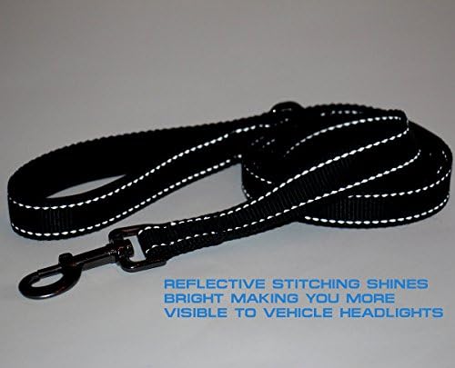 Max and Neo Double Handle Traffic Dog Leash - Reflective, Donates to Dog Rescue (Black, 6 FT)