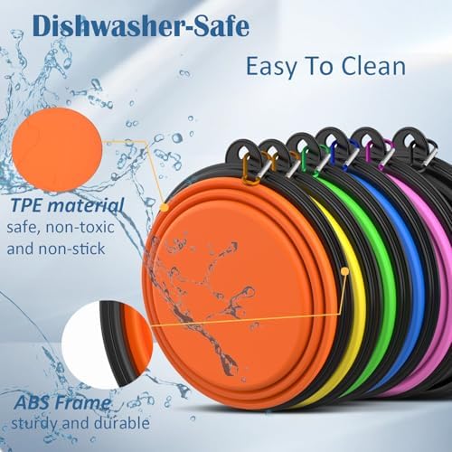 Collapsible Dog Bowls [2 Pack] 20 oz, Travel Dog Bowls, Pet Bowl Portable Foldable Water Food Feeding Dishes with Carabiner Clip for Traveling Hiking Walking-Black & Green