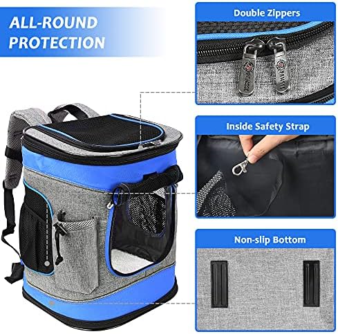 Solaris Adjustable Pet Carrier Backpack for Dogs and Cats, Puppies, Portable Cat Carrier Backpack with Bottle Pocket, Two Mesh Window for Breath