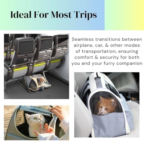 ClawsandPaws Spacious Cat Backpack Carrier, Portable Cat Carrier, Large Space for Pet, Backpack for Kitty Cat & Small Dogs up to 15lbs, Lightweight & Foldable Pet Carrier for Travel & Hiking (Grey)