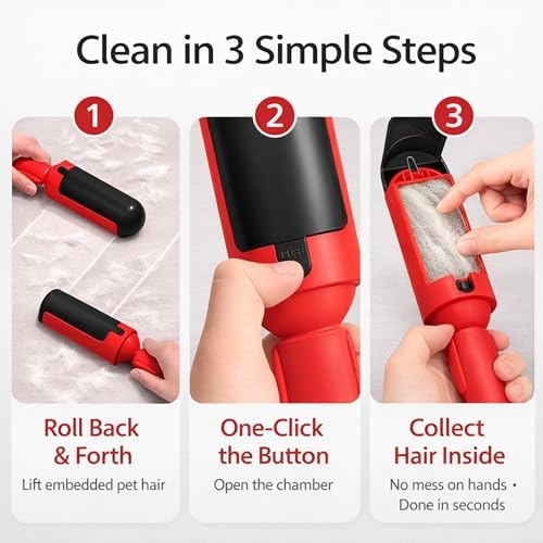 Pet Hair Remover Roller- Pet Hair Removal Tool with Strong Grip for Effortless Cleaning- Pet Hair Roller Lifts Fur from Clothes, Furniture & Car- Keep Your Home Fur-Free with Easy Cat Hair Lint Roller