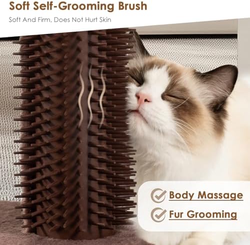 21” Tall Cat Scratching Post with Plush Cat Bed | Stable Cat Tree for Indoor Cats, Interactive Toy & Grooming Brush Included