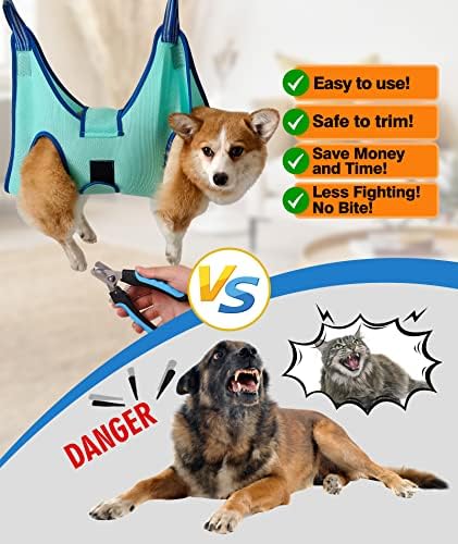 Kkiimatt Dog Pet Grooming Hammock,S Hanging Harness for Nail Clipping,Trimming Cutting Hammock, Sling Holder Helper for Small Dogs, Grooming Restraint Bag with Wide Strap Sewed