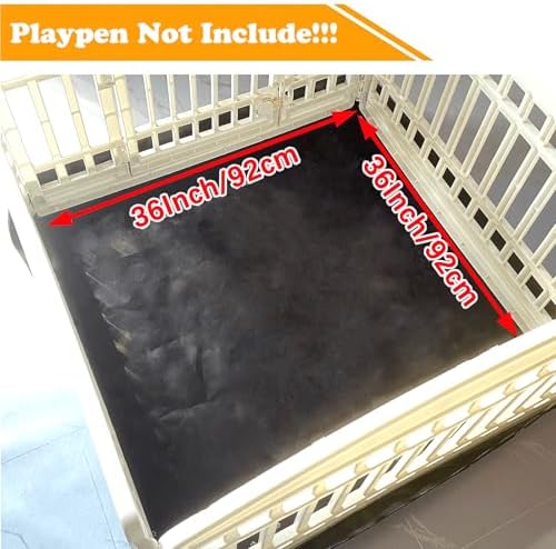 2 Pack Dog Playpen Bottom Pad Fits for 36 Inch 4 Panels Exercise Pet Playpen, Dog Crate Pad Puppy, Hoop and Loop Design (Note: Playpen Not Included). (PureBlack)