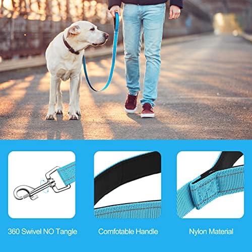 6 Pack Dog Leashes for Large Dogs, Reflective Nylon, Padded Handle, 5 ft