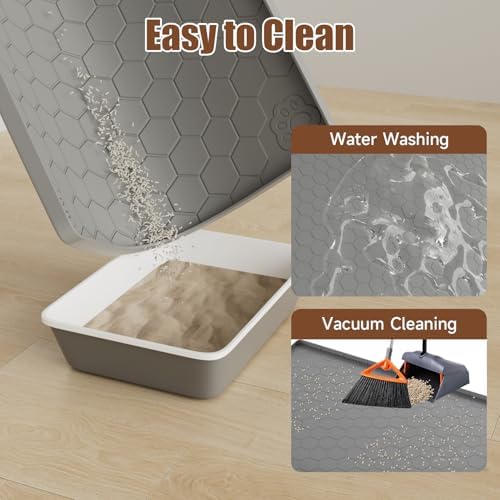 Cat Mat for Litter Box, 40" X 28" Large Silicone Cat Litter Trapping Mat