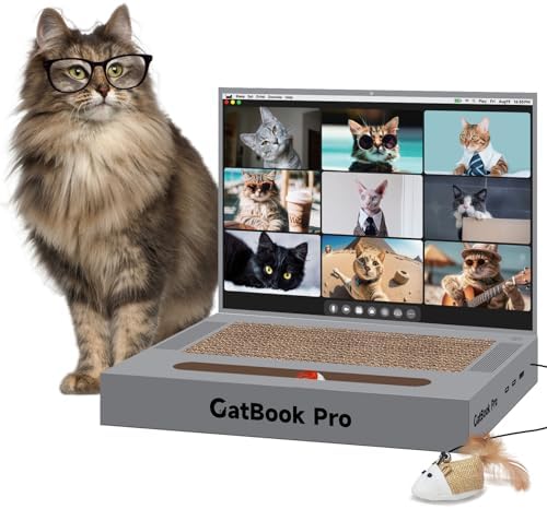 3-in-1 Cardboard Cat Scratcher Laptop, Grey