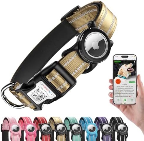 Airtag Dog Collar for Small Dogs, Reflective Dog Collar with Airtag Holder