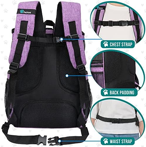PetAmi Dog Backpack Carrier, Airline Approved 4-Way Entry Cat Bag, Purple