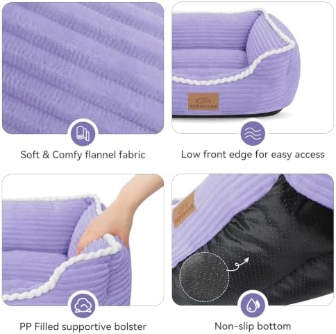 Zerbuger 20in Violet Rectangle Cat Dog Bed Machine Washable Sleeping Sofa