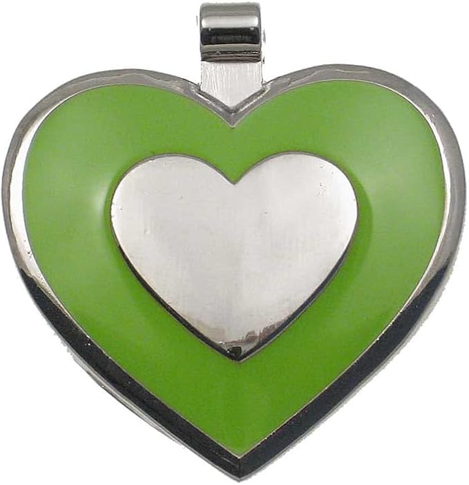 LuckyPet Heart Shaped Jewelry Tag - Dog Identification Tag - Easy to Read Laser Engraving on The Back Side - Size: Large, Color: Lime
