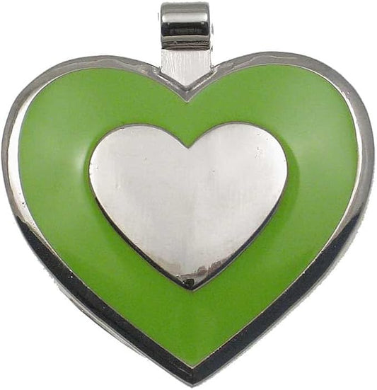 LuckyPet Heart Shaped Jewelry Tag - Dog Identification Tag - Easy to Read Laser Engraving on The Back Side - Size: Large, Color: Lime