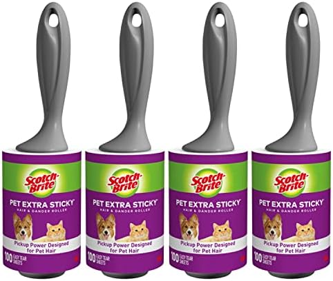 Scotch-Brite Pet Extra Sticky Hair Lint Roller, 4, 400 Sheets