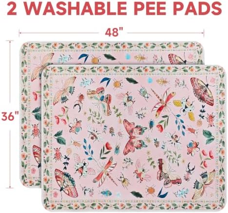 Washable Pee Pads for Dogs 2 Pack,Reusable Puppy Pads, 2026 Upgraded Puppy Pad 36"x48", Waterproof Puppy Pads, Super Absorbent Training Pads for Puppies (Pink Medallion, 36"x48"(Pack of 2))