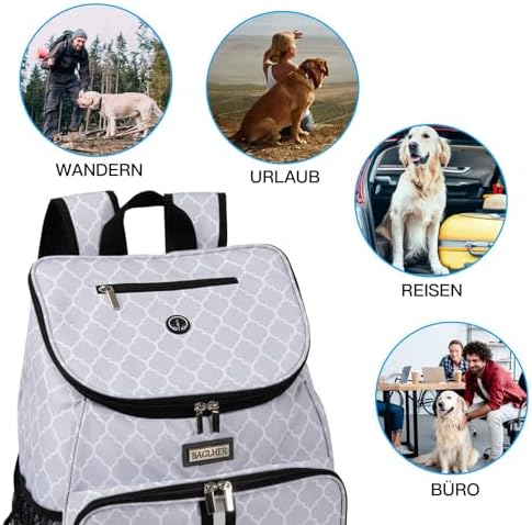 BAGLHER丨Dog Travel Bag, Airline Approved Pet Supplies Backpack, Dog Travel Backpack with 2 Silicone Collapsible Bowls and 2 Food Baskets