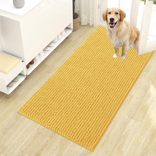 OLANLY Dog Door Mat for Muddy Paws 44x24, Extra Absorbent Chenille Mud Mat