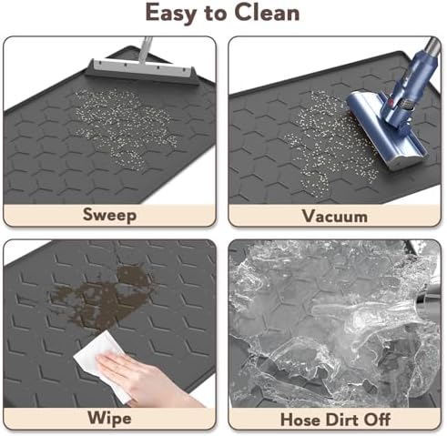 Garoopion Silicone Cat Litter Mat 24×16 inch, Easy to Clean, Dark Gray