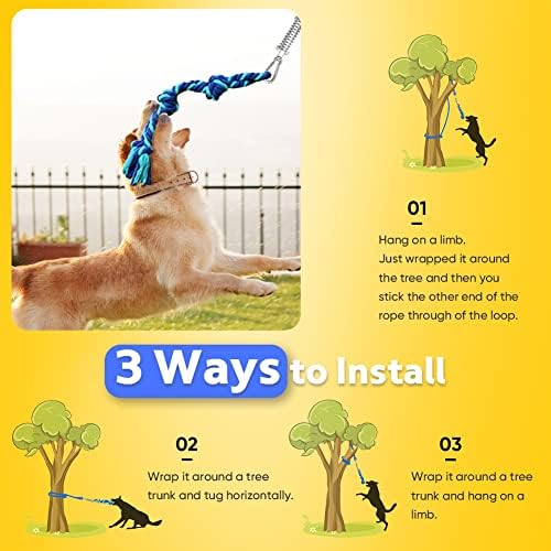 Petbobi Dog Tree Tug Toy, Outdoor Hanging Spring Bungee Tether, Large Dog