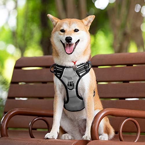 PoyPet No Pull Dog Harness Large, Reflective Vest with Front Clip & Handle